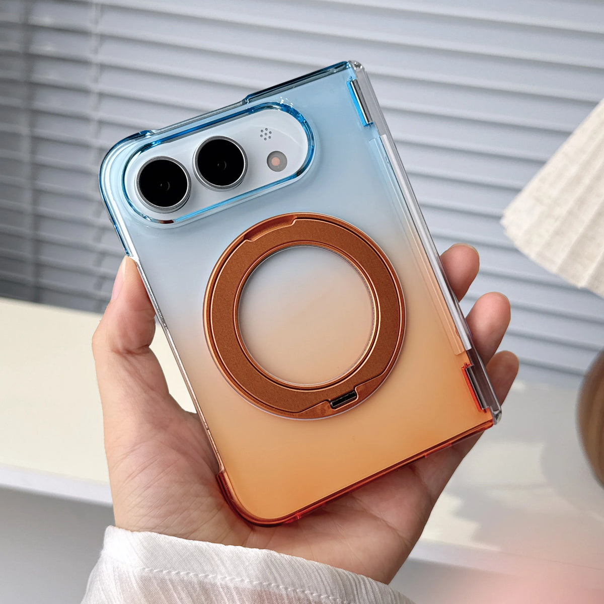 360 Rotating Magnetic Kickstand Gradient Phone Case for iPhone Ultra 18 Fold Shockproof for Magsafe Hinge Protective Slim Cover
