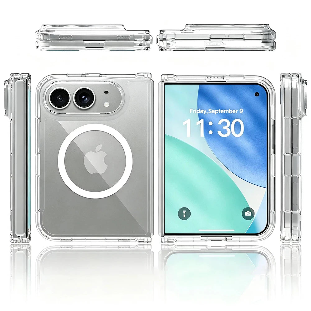 Premium Simplicity Magnetic Matte Translucent Phone Case For iPhone Duo 18 Ultra Magsafe Strip Double Layer Shockproof Cover