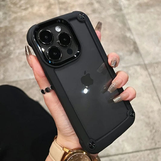 Luxuriöse robuste, stoßfeste Hülle für iPhone 16 15 14 13 12 11 Pro Max 16Plus mit Silikonrahmen und transparenter harter Rückseite