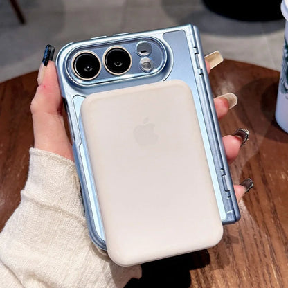 Luxury AG Matte Skin Feel Airbag for Magsafe Case For iPhone Duo Fold Hinge Protect With Lens Screen Films Shockproof Hard Cover