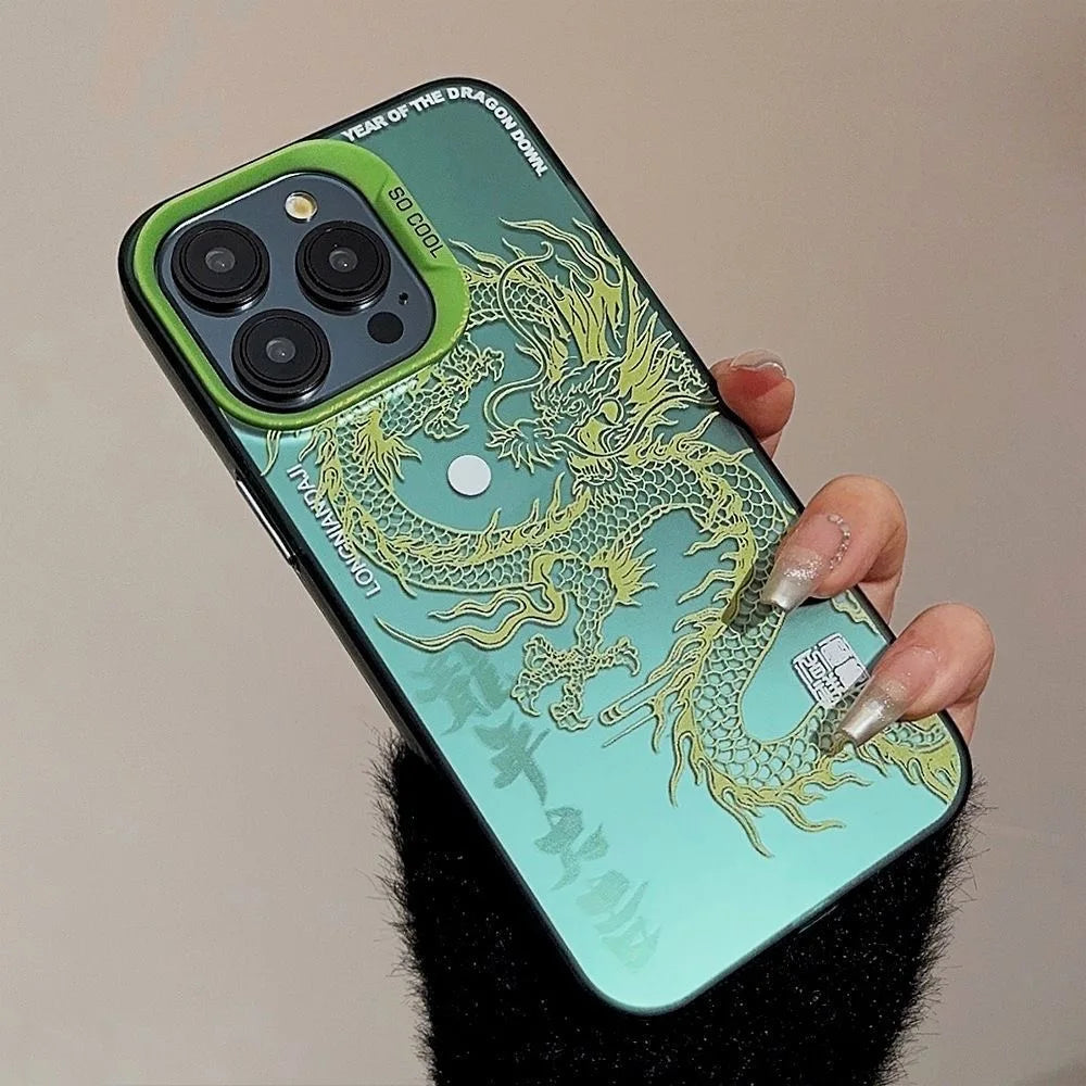 Chinese Green Purple Dragons Phone Case for Oppo Realme 14 13 12 11 10 9i 8 8i C75 C65 C63 C55 C53 C35 C33 C20 C21Y C15 C21 Plus