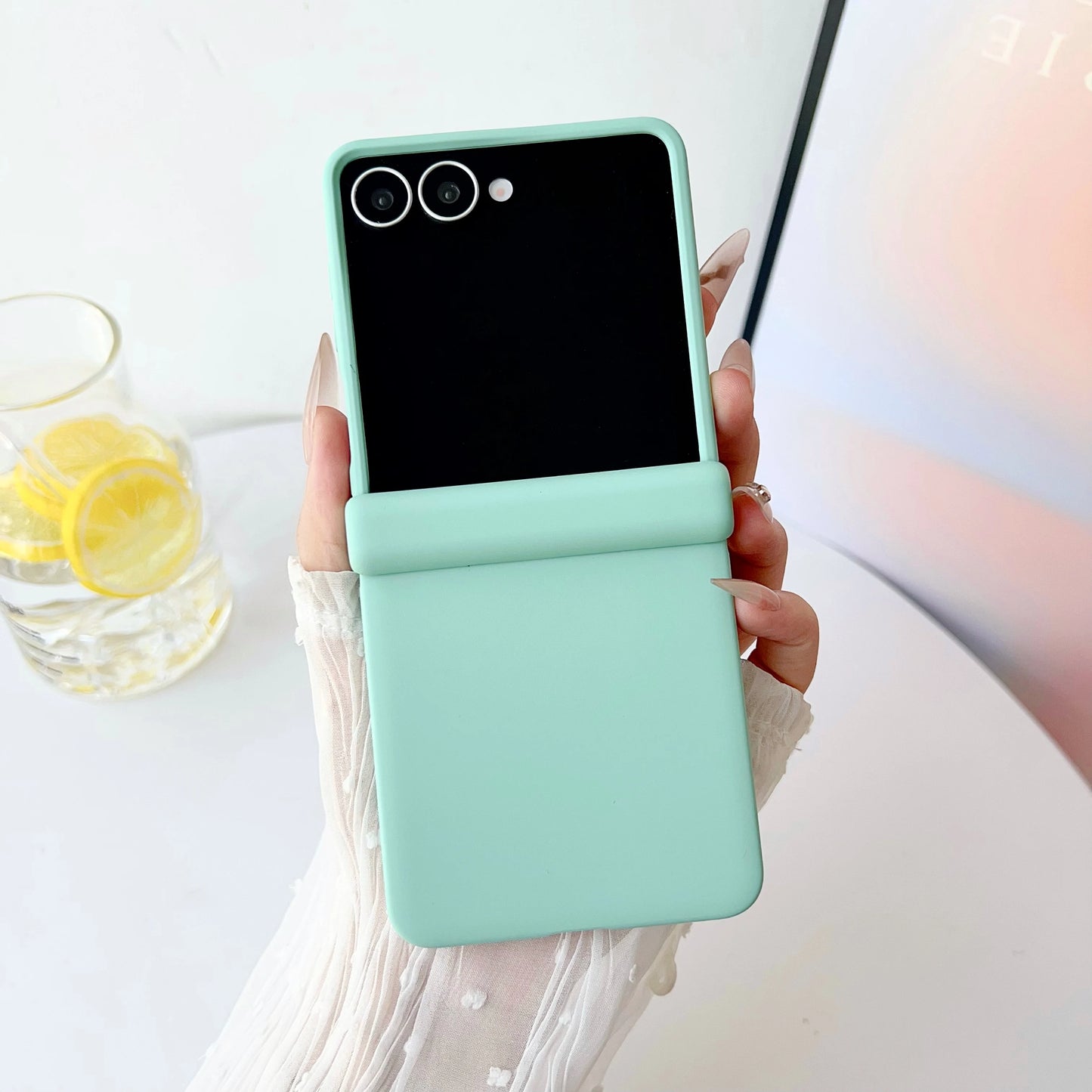 luxury Official Liquid Silicone Matte Phone Case For Samsung Z Flip 7 6 5 4 3 Original Candy Color Central Axis Shockproof Cover