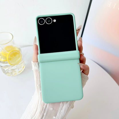 luxury Official Liquid Silicone Matte Phone Case For Samsung Z Flip 7 6 5 4 3 Original Candy Color Central Axis Shockproof Cover