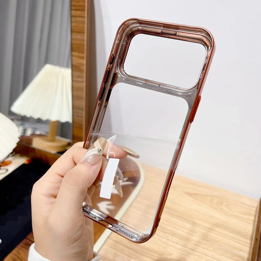 Galvanisierte Falten Glas Kamera Ständer Halterung Handyhülle für iPhone 17 17Pro 17Air 17 Pro Max Ultradünne transparente stoßfeste Abdeckung
