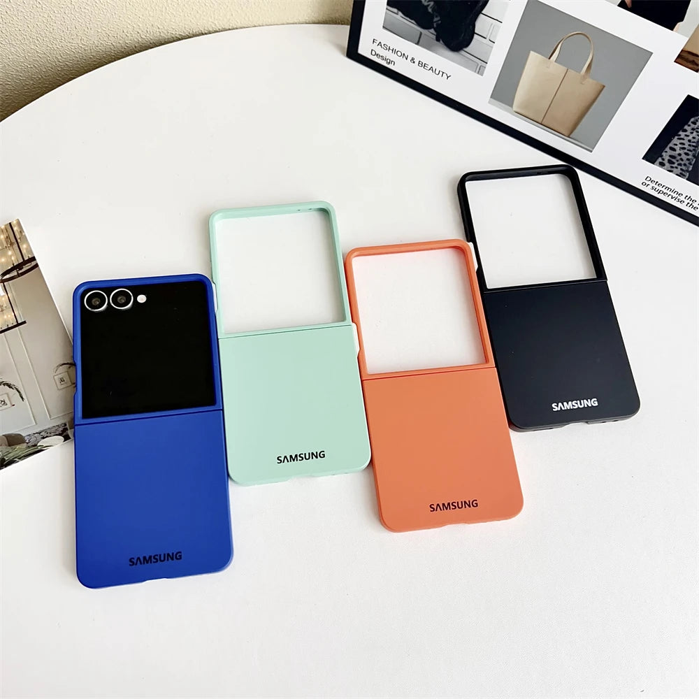 Original Liquid Silicone PC Phone Case Samsung Galaxy Z Flip 7 6 5 4 3 5G Matte Skin Shockproof Candy Colors Soft Cover Z Flip7