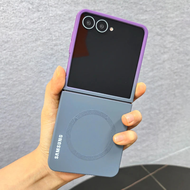 Gradient Color Liquid Silicone Case For Samsung Galaxy Z Flip 7 6 5 4 3 5G Flip7FE Flip6 2-piece Set Magnetic Soft Back Cover