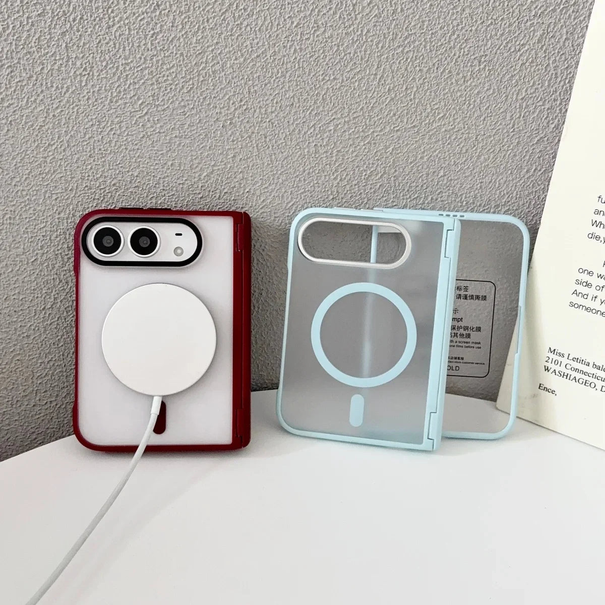 Luxury Matte for Magsafe Screen Protector Case for iPhone Duo 18fold Magnetic Translucent Hinge Protection Shockproof Cover
