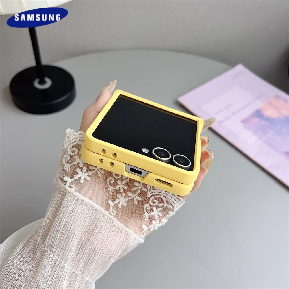 Original Liquid Silicone Hinge Stand Case Samsung Galaxy Z Flip 7 6 5 4 3 Matte Skin Shockproof Candy Ultra Thin PC Soft Cover