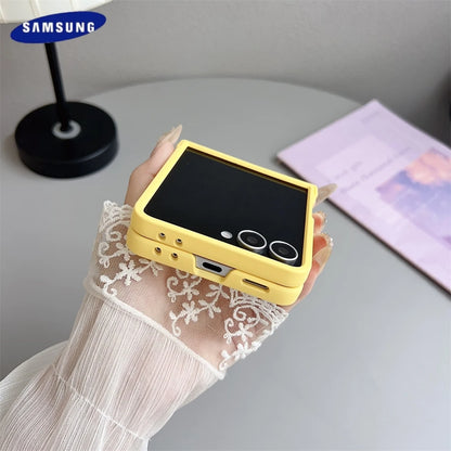 Original Liquid Silicone Hinge Stand Case Samsung Galaxy Z Flip 7 6 5 4 3 Matte Skin Shockproof Candy Ultra Thin PC Soft Cover