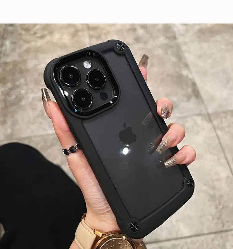Luxury Rugged Heavy Duty Shockproof Case For iPhone 16 15 14 13 12 11 Pro Max 16Plus Silicone Bumper Transparent Hard Back Cover