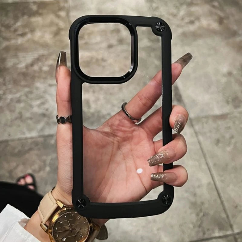 Luxury Rugged Heavy Duty Shockproof Case For iPhone 16 15 14 13 12 11 Pro Max 16Plus Silicone Bumper Transparent Hard Back Cover