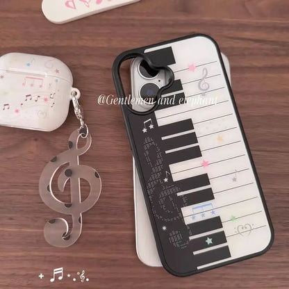 Korean ins Art Piano Key Notes Creative Exquisite Cute Phone Case For iPhone 17 16 15 14 13 12 11 Pro XR Max 8 7 Plus Y2K Cover