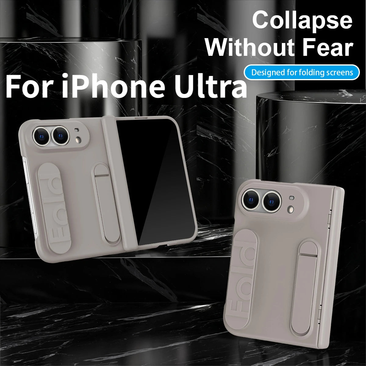 For iPhone Duo Fold 5G Wristband Holder Hinge Phone Case with Screen Protector Film - Protect Cover for Apple iPhone Ultra