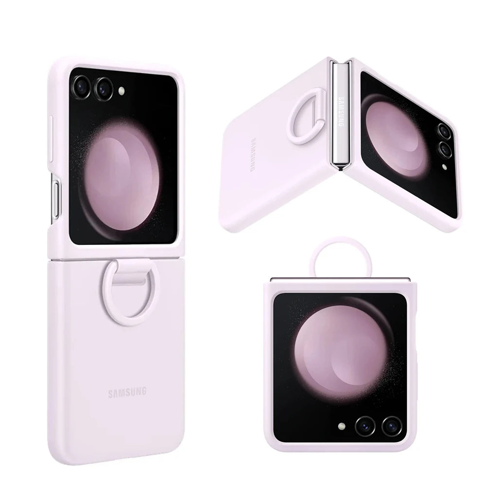Original Liquid Silicone Ring Case for Samsung Galaxy Z Flip5, Genuine Anti-Drop  Anti-Slip Protective Cover for Foldable Phone