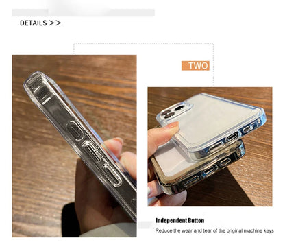New Transparent Acrylic Phone Case for iPhone Air 17 Pro Max 16 11 12 13 14 15 Plus Xs X XR Metal Button Clear Cover Fundas
