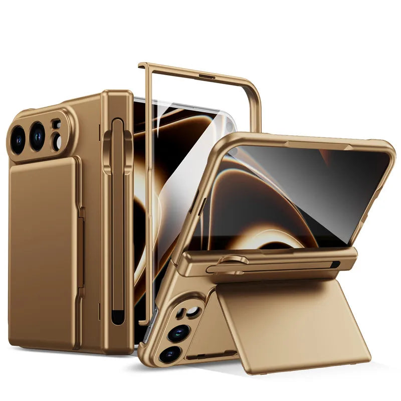 For iphone Duo 5G Case Wallet Credit Card Slot Hinge Protection Cover For iphoneDuo With Screen Glass S Pen Slot Case