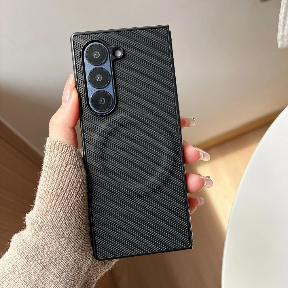 Carbon Fiber Magnetic Wireless Charging Shockproof Case Samsung Z Fold