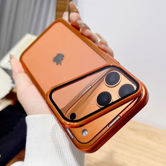 Plating Fold Glass Kamera Ständer Halterung Handyhülle für iPhone 17 17Pro 17Air 17 Pro Max Ultradünne Transparente Stoßfeste Abdeckung
