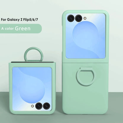Luxury Skin Feel Phone Case for Samsung Galaxy Z Flip 7 FE 6 5 Silicone Finger Ring Shockproof 2-piece Candy Color Hard PC Cover