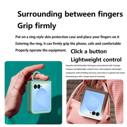 Luxury Skin Feel Phone Case for Samsung Galaxy Z Flip 7 FE 6 5 Silicone Finger Ring Shockproof 2-piece Candy Color Hard PC Cover