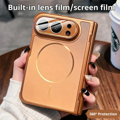 Luxury AG Matte Skin Feel Airbag for Magsafe Case For iPhone Duo Fold Hinge Protect With Lens Screen Films Shockproof Hard Cover