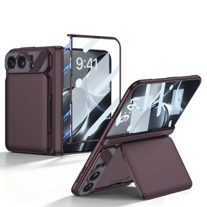 Luxury Wallet Card Slot Bracket Stand PC Magnetic Case For iPhone Duo 18 Fold Built-in Screen Film Hinge Protection Holder Cover