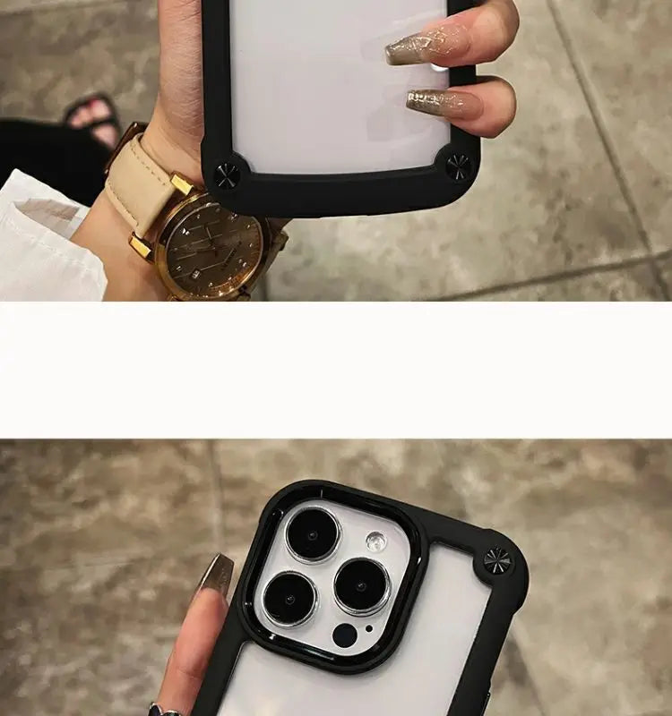 Luxury Rugged Heavy Duty Shockproof Case For iPhone 16 15 14 13 12 11 Pro Max 16Plus Silicone Bumper Transparent Hard Back Cover