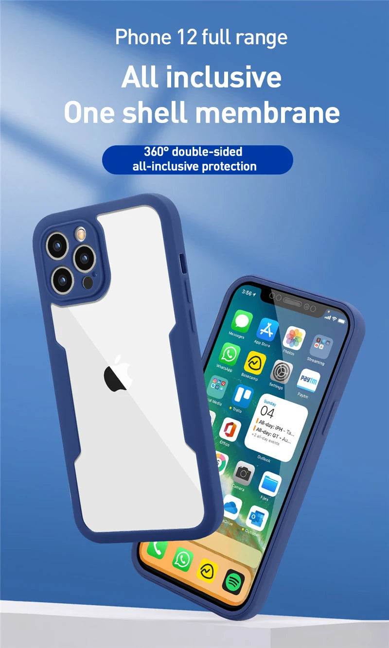 Luxury 360 Full Body Front+Back Clear Case For iPhone 17 16 15 14 13 11 12 Pro Max XS X 7 Plus Silicone Bumper Shockproof Cover