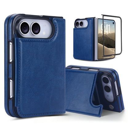 Crazy Horse Texture Card Slots Wallet Leather Case for iPhone Duo Ultra 18 Fold Wide Shockproof book Stand RFID Blocking Cover