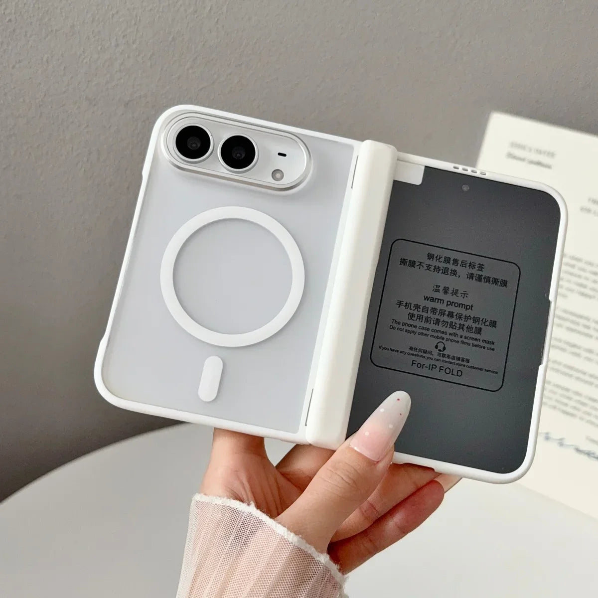 Luxury Matte for Magsafe Screen Protector Case for iPhone Duo 18fold Magnetic Translucent Hinge Protection Shockproof Cover