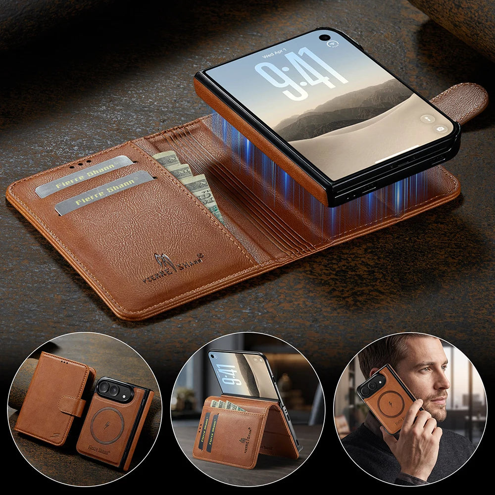 Detachable Magnetic Wallet Leather Flip Case For iPhone Duo Removeable Book Cover