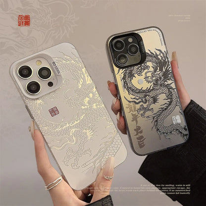 Luxury Dragon Embossed Phone Case for Oppo Reno14 Reno13 Reno12 Reno11 Reno10 Reno8 Reno7 Z F T Pro Plus 4G 5G Matte Back Cover