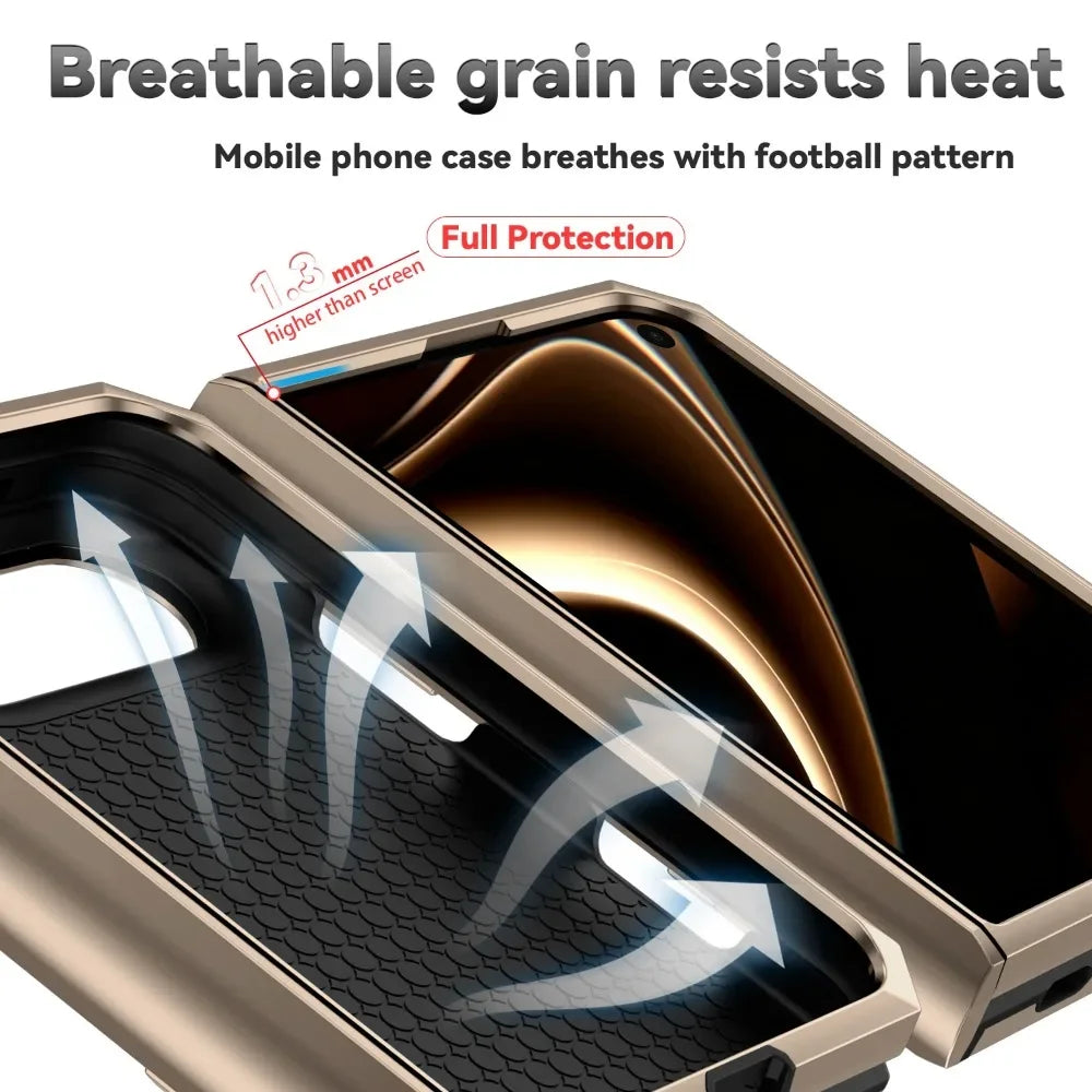Business Metal Ring Bracket Stand Armor for Magsafe Magnetic Phone Cases For iPhone Duo Lens Protection PC TPU 18 Folding Cover