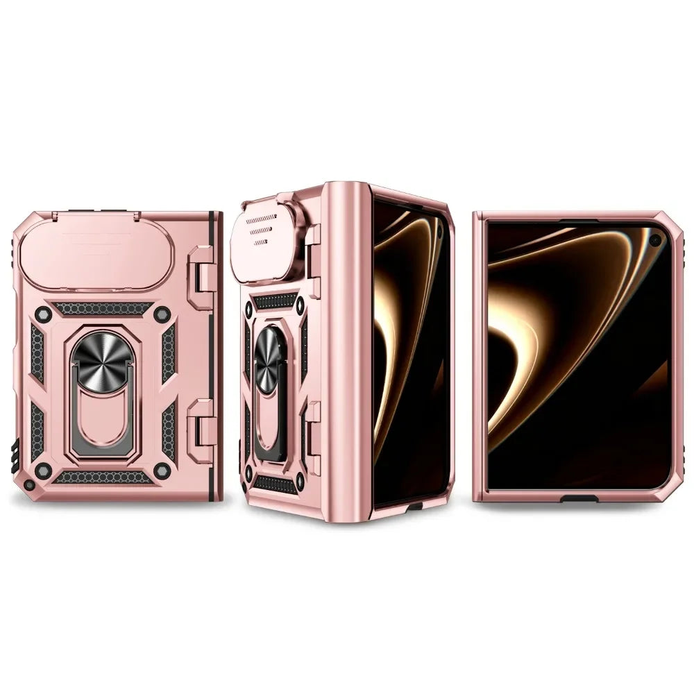 Business Metal Ring Bracket Stand Armor for Magsafe Magnetic Phone Cases For iPhone Duo Lens Protection PC TPU 18 Folding Cover