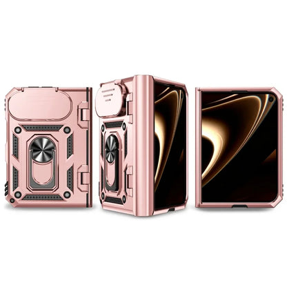 Business Metal Ring Bracket Stand Armor for Magsafe Magnetic Phone Cases For iPhone Duo Lens Protection PC TPU 18 Folding Cover