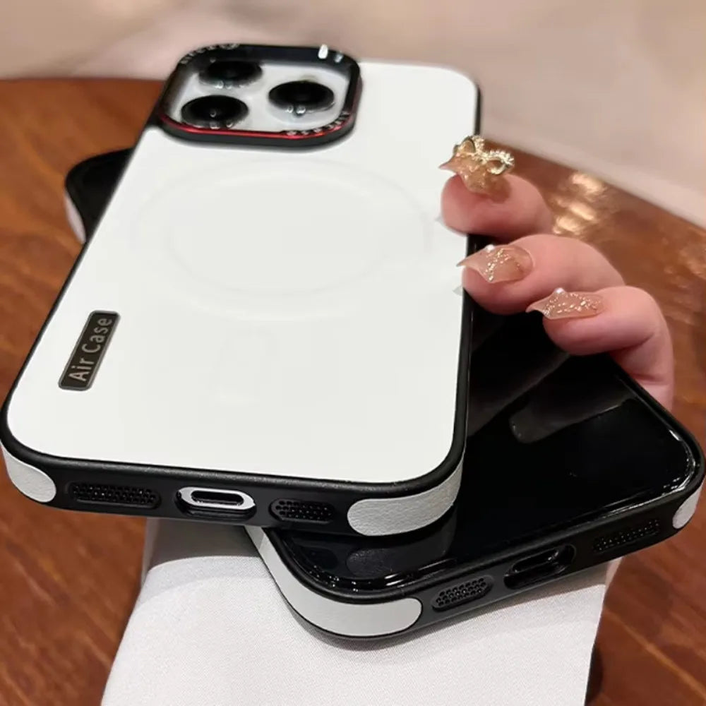 Business Double Color Leather Magsafe Case for IPhone 12 13 16 15 Pro Max Magnetic Matte Soft Shockproof Cover for IPhone 15Pro