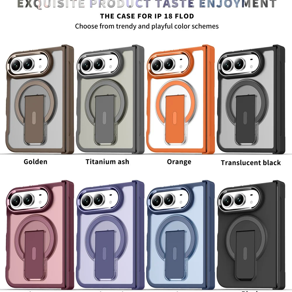 MagsafeTranslucent Folding Holder Stand Magnetic Case for iPhone Duo 18 Hinge Armor Solid Color Frosted Bumper Phone Covers