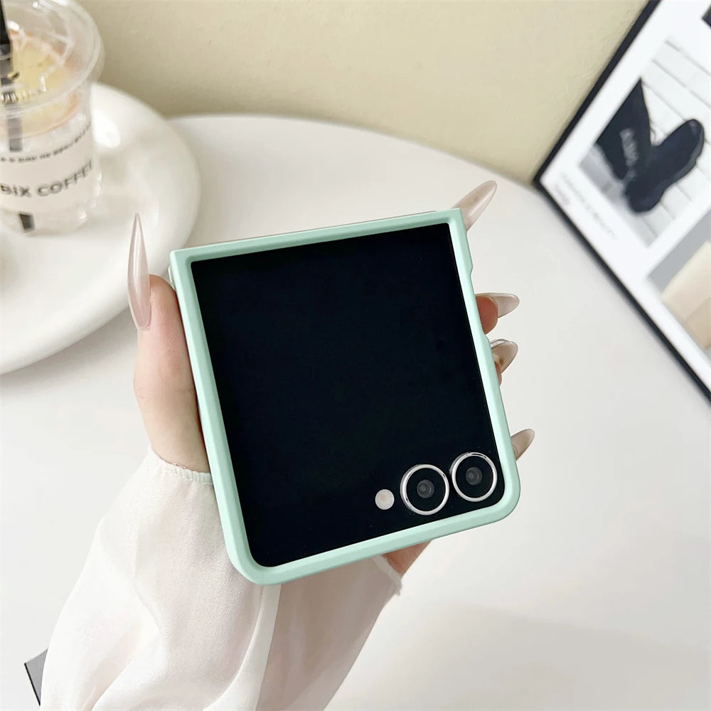 Original Liquid Silicone PC Phone Case Samsung Galaxy Z Flip 7 6 5 4 3 5G Matte Skin Shockproof Candy Colors Soft Cover Z Flip7