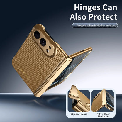 Luxury Leather Electroplated Frame Hinge Protection Phone Case for IPhone Duo 18 Fold Screen Protect Film Shockproof Cover