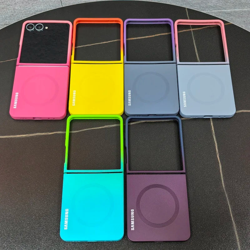 Gradient Color Liquid Silicone Case For Samsung Galaxy Z Flip 7 6 5 4 3 5G Flip7FE Flip6 2-piece Set Magnetic Soft Back Cover