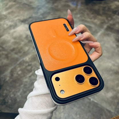 For iPhone Air 17 Pro Max Luxury PU Leather Magsafe Magnetic PC Frame Phone Cover For iPhone 16 15 14 13 12 Protective Cover