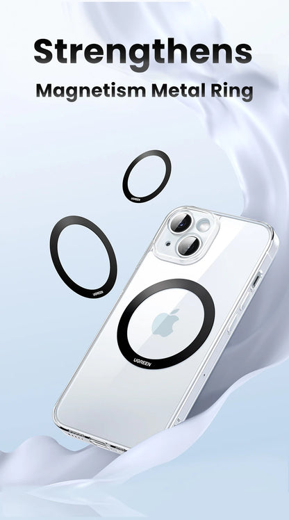 UGREEN Magnetic Metal Ring for Magsafe iPhone 16 15 14 Pro Android Phones Plate Sticker Rings For Magsafe Wireless Charger Stand