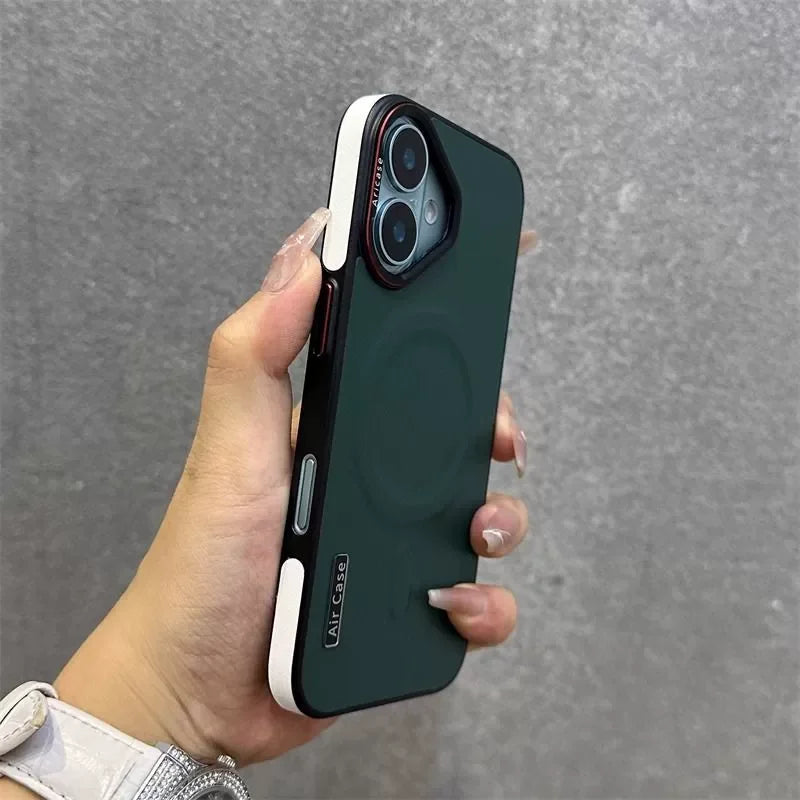 Luxury Matte Leather Magnetic For Magsafe Phone Case For iPhone 16 15 Pro Max 14 13 12 Wireless Charging Shockproof Bumper Cover
