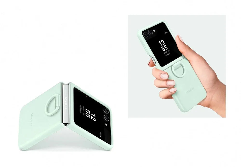 Original Liquid Silicone Ring Case for Samsung Galaxy Z Flip5, Genuine Anti-Drop  Anti-Slip Protective Cover for Foldable Phone