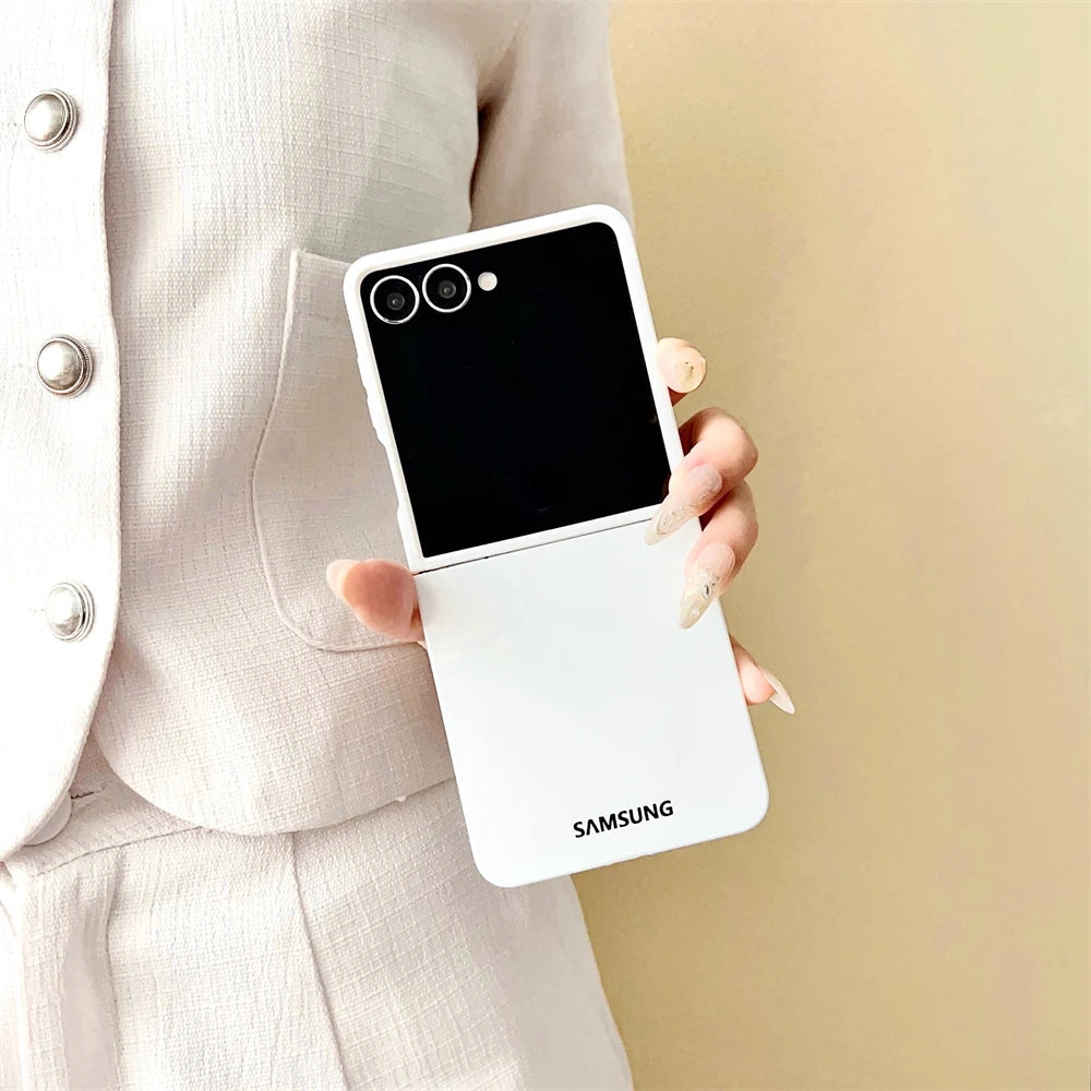 Original Liquid Silicone PC Phone Case Samsung Galaxy Z Flip 7 6 5 4 3 5G Matte Skin Shockproof Candy Colors Soft Cover Z Flip7