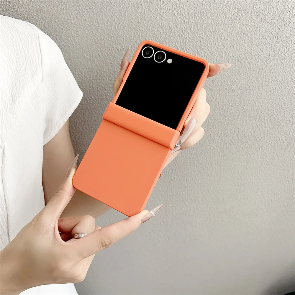 Original Liquid Silicone Hinge Stand Case Samsung Galaxy Z Flip 7 6 5 4 3 Matte Skin Shockproof Candy Ultra Thin PC Soft Cover