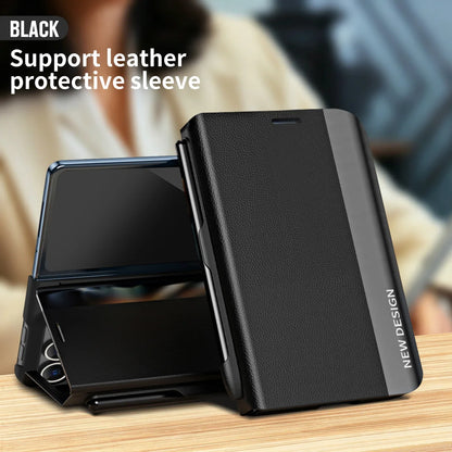 Luxury PU Leather Flip Phone Case For Magsafe For iPhone Duo Built-in S Pen Slot with Stylu Kickstand Full For iPhone Duo Cover