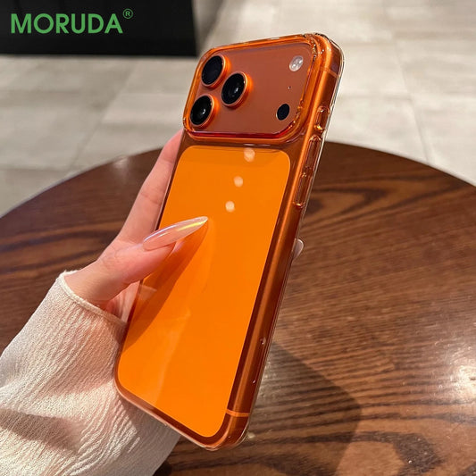 17 ProMax Ultradünne Transparente Orange Handyhülle für iPhone Air 16 15 14 13 12 Pro Max Plus Acryl PC Schlanke Beschichtung Harte Abdeckung