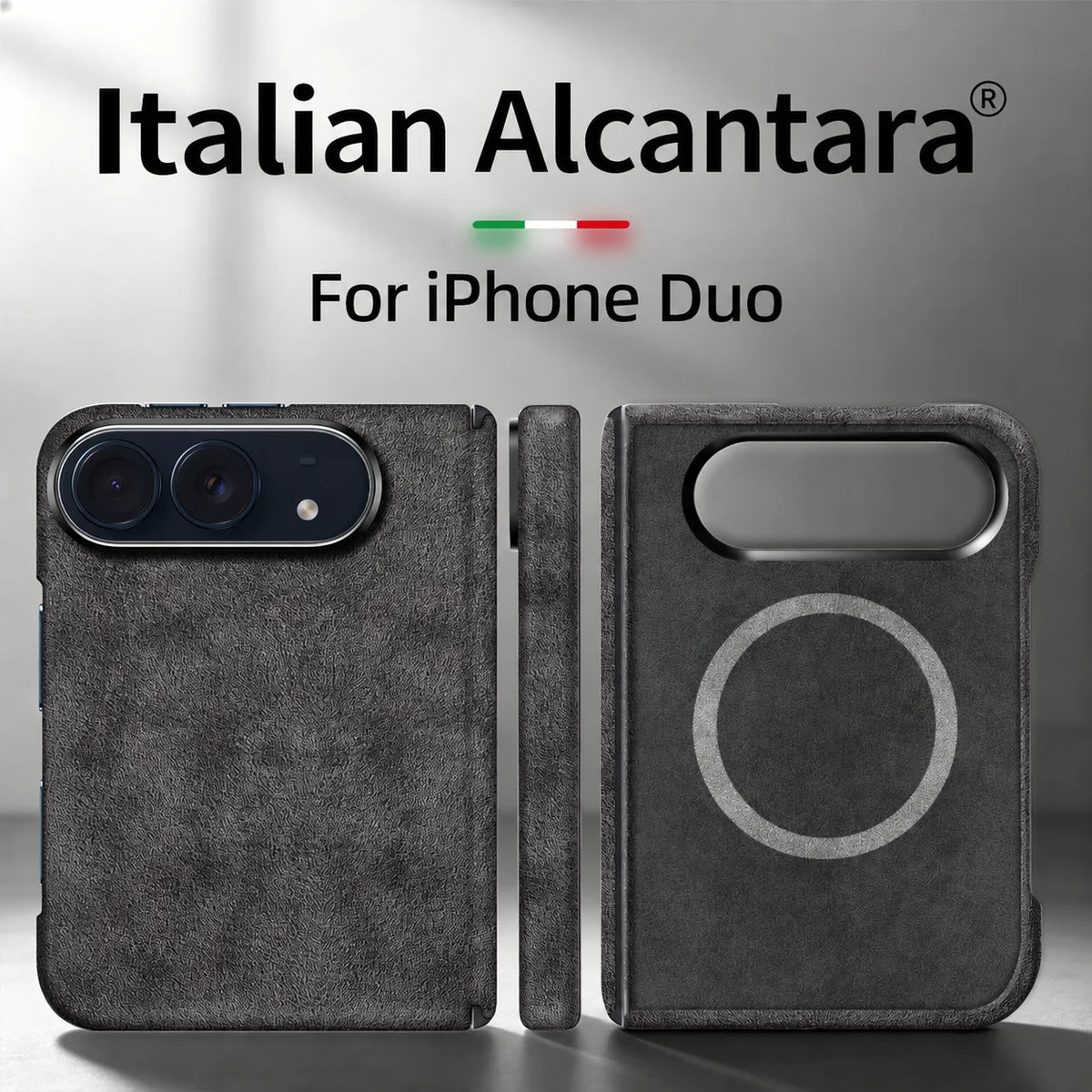 For iPhone Duo 100% Real ALCANTARA Magnetic Case With MagSafe Supercar Same Suede Luxury Leather Cover For iPhone Duo