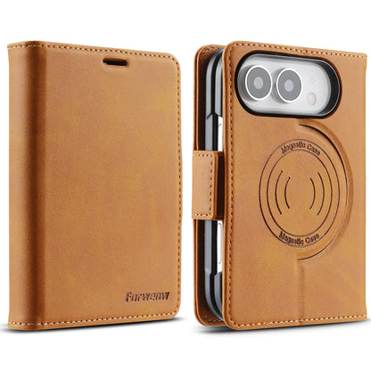 Magnetic Flip Card Slots Wallet Leather Case for iPhone Duo 18 Fold Wide Shockproof for Magsafe RFID Blocking Book Stand Cover